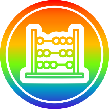 Gökkuşağı eğimli geleneksel abaküs simgesi bir insan tarafından çizilmiş