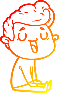 Bir insan tarafından çizilmiş mutlu bir çizgi film karakteri çizimi.