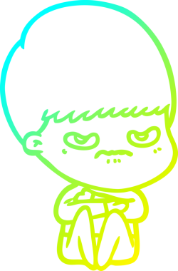 Bir insan tarafından çizilmiş kızgın bir çocuğun soğuk gradyan çizimi