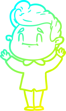 Bir insan tarafından çizilmiş mutlu bir çizgi film karakteri çizimi.