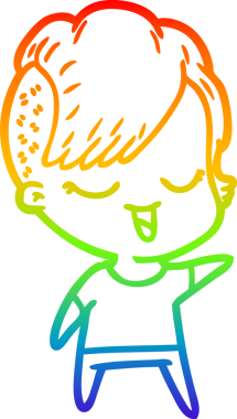 gökkuşağı gradyan çizimi mutlu bir çizgi film kızı bir insan tarafından çizildi