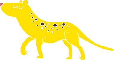 Bir insan tarafından çizilmiş leoparın düz renk çizimi