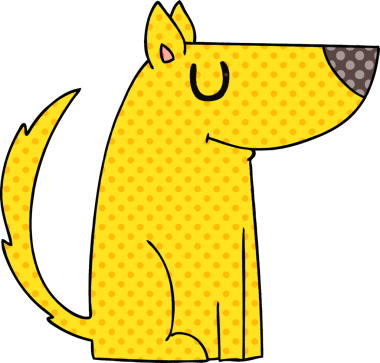 Bir insan tarafından çizilmiş çizgi roman tarzı tuhaf bir köpek.