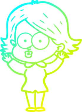 Bir insan tarafından somurtulmuş çizgi film kızı çizimi.