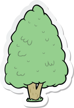 Bir insan tarafından çizilmiş karikatür uzun bir ağacın etiketi.