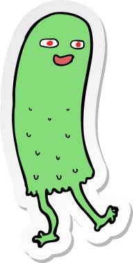 Bir insan tarafından çizilmiş komik bir hayaletin çıkartması.