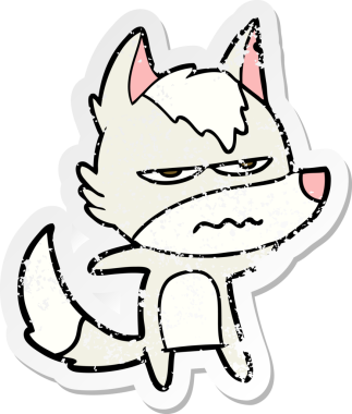 Bir insan tarafından çizilmiş kızgın bir kurdun sıkıntılı çıkartması.