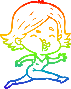 Gökkuşağı gradyan çizgi çizimi Bir insan tarafından çizilen bir kız karikatürü