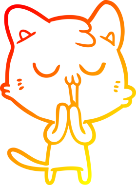 Bir insan tarafından çizilmiş çizgi film kedisinin sıcak çizgi çizimi