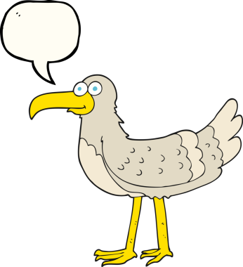 Bir insan tarafından çizilmiş serbest konuşma balonu karikatürü martı.