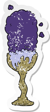 Bir insan tarafından çizilmiş karikatür iksiri etiketi.