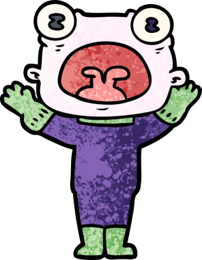 Bir insan tarafından çizilmiş garip uzaylı çizgi filmi.