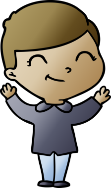 Bir insan tarafından çizilmiş gülümseyen çizgi film çocuğu.