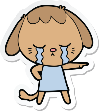 Bir insan tarafından çizilmiş ağlayan bir köpeğin çıkartması.