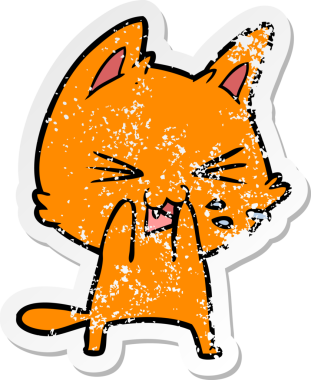 Bir insan tarafından çizilmiş bir çizgi film kedisinin sıkıntılı çıkartması.