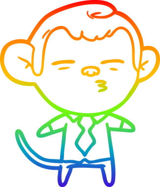 Gökkuşağı gradyan çizgi çizimi Bir insan tarafından çizilmiş şüpheli maymun