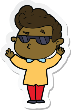 Bir insan tarafından çizilmiş havalı bir adamın çıkartması.