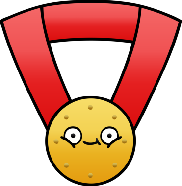 Bir insan tarafından çizilmiş altın madalyanın gölgelenmiş karikatürü.