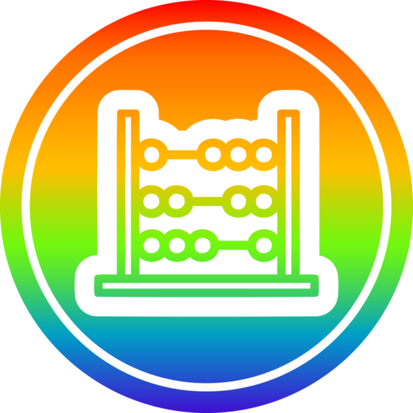 Gökkuşağı eğimli geleneksel abaküs simgesi bir insan tarafından çizilmiş
