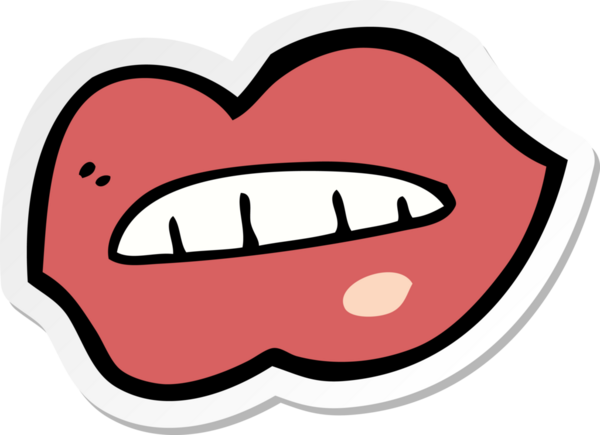 Bir insan tarafından çizilmiş dudak karikatürü çıkartması.