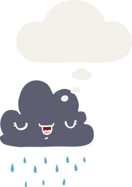 Düşünce baloncuklu karikatür fırtına bulutu insan tarafından çizilmiş.