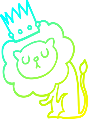 Bir insan tarafından çizilmiş tacı olan karikatür aslanı çizimi.