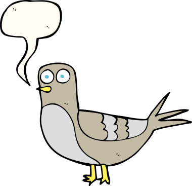Bir insan tarafından çizilmiş serbest konuşma balonu çizgi film güvercini.