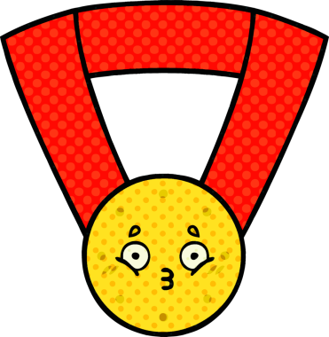 Bir insan tarafından çizilmiş altın madalyanın karikatürü.