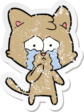 Bir insan tarafından çizilmiş karikatür bir kedinin sıkıntılı çıkartması.