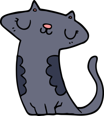 Bir insan tarafından çizilmiş çizgi film kedisi.