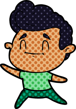 Bir insan tarafından çizilmiş mutlu çizgi film adamı.