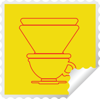 Bir insan tarafından çizilmiş kahve filtresi kare kabuğu çıkartması.