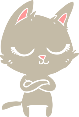 Bir insan tarafından çizilmiş düz renkli çizgi film kedisi