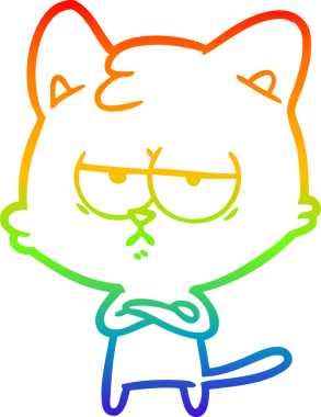 gökkuşağı gradyan çizimi bir insan tarafından çizilmiş sıkılmış çizgi film kedisi