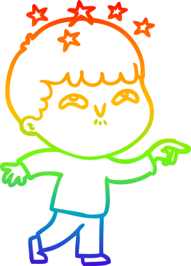 gökkuşağının gradyan çizimi bir çizgi film karakteri tarafından çizilmiş.