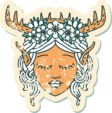 Retro Dövme Tarzı Elf Karakter Yüzü Bir İnsan Tarafından Çizildi