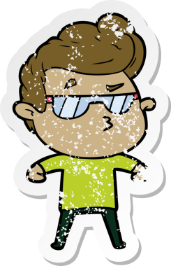 Bir insan tarafından çizilmiş havalı bir adamın sıkıntılı çıkartması.