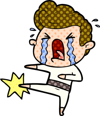 Bir insan tarafından çizilmiş ağlayan bir karikatür.