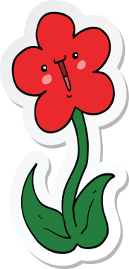 Bir insan tarafından çizilmiş karikatür çiçeğinin çıkartması.