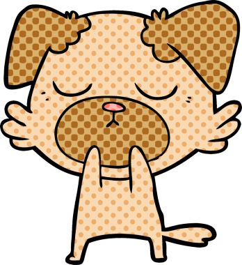 Bir insan tarafından çizilmiş şirin bir çizgi film köpeği.