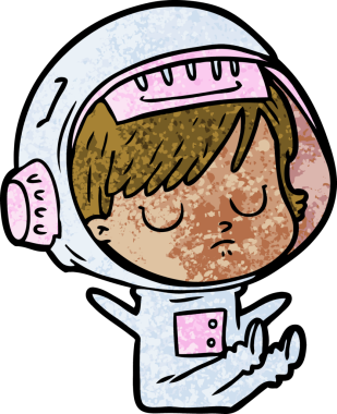 Bir insan tarafından çizilmiş astronot kadın.