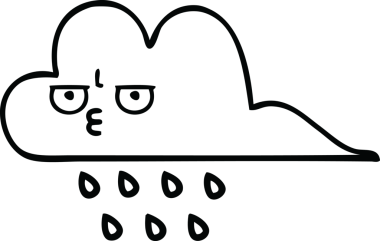 Bir insan tarafından çizilmiş yağmur bulutunun çizgi çizimi