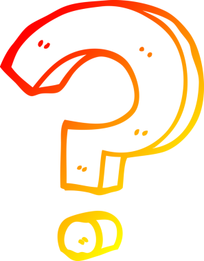 Bir insan tarafından çizilmiş bir çizgi film soru işaretinin sıcak gradyan çizgisi