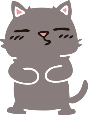 Bir insan tarafından çizilmiş garip çizgi film kedisi.