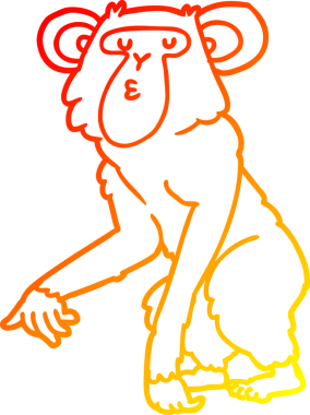 Bir insan tarafından çizilmiş bir şempanzenin sıcak çizgi çizimi