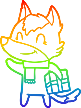 Gökkuşağı gradyan çizgisi, bir insan tarafından çizilmiş dost bir kurt çizgi filmi.