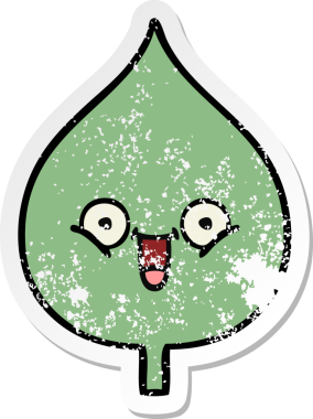 Sevimli bir çizgi film karakterinin sıkıntılı çıkartması. Bir insan tarafından çizilmiş ifade yaprağı.