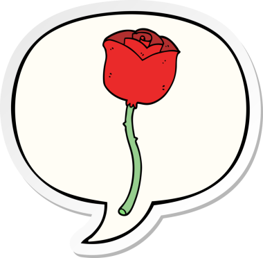 Bir insan tarafından çizilmiş baloncuk çıkartmalı bir gül.