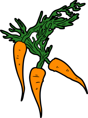 Bir insan tarafından çizilmiş havuçlar.