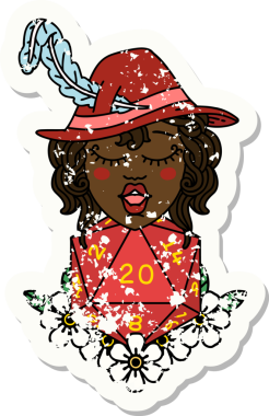 Bir insan tarafından çizilmiş 20 zarlı Retro Dövme Tarzı insan ozanı